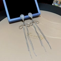Eleganti orecchini a nappa in argento S925 con fiocco e zirconi cubici in argento - Frangia a Catena Serpente in Zircone Argento (E0355 Argento)