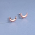 Minimalist S925 sterling silver crescent moon stud earrings in polished rose gold finish - Moon / Rose Gold