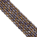 Oval purple crystal beads with gold trim for DIY jewelry making and handmade crafts - Approx 50pcs/Strand / 4x6MM / Solid Grey