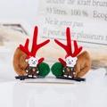 Christmas hair clips featuring red reindeer antlers and a cute white bear on a white surface - 38# Red Antler Clip with Snowman & Bear