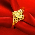 Exquisite gold-plated filigree ring with oval pattern on red silk fabric background - Oval Textured Style (J111516)