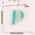 Mint green embroidered letter P patch for DIY clothing repair 2.5cm height - Letter-P