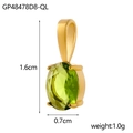 Green oval zircon waterdrop pendant in gold stainless steel finish, size 1.6cm x 0.7cm - GP48478D8-QL / Green