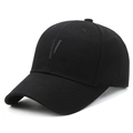 Berretto da baseball in cotone nero con logo V minimalista ricamato sulla parte frontale - Ricamo Nero / Nero