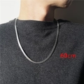 Short silver snake bone chain necklace for women 60cm stainless steel choker necklace - Silver-60cm