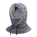 Winter thermal grey knitted hat with fleece lining and adjustable drawstring hood - One Size / Light Gray (Cationic)