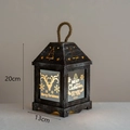 Lanterne de Noël vintage en bois avec cerf doré et éclairage LED chaud décoratif - Style Lanterne de Flocon de Neige d'Élan (3号)