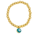 Dettaglio del bracciale a sfere placcato oro 18K con ciondolo malocchio turchese - Turchese