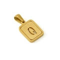 18K gold-plated titanium steel rectangle pendant with frosted finish and cutout letter Q - Letter Q - Gold