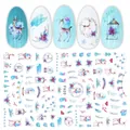 Christmas nail stickers F620 featuring blue reindeer, poinsettia, and gift box designs - F620 (Christmas Bare Sheet)