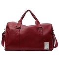 Borsa da viaggio bordeaux in pelle PU con scomparto umido e tracolla regolabile - Borgogna