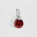 Stainless steel necklace with 6mm January Light Siam red round zircon pendant - 6x6mm / January Red-Silver Color