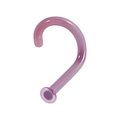 L-shaped purple glass nose stud with smooth finish and curved post for piercings - Transparent Purple 1x6.5x2mm