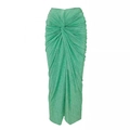 Mint green sparkling swimsuit set with front twist knot and metallic shimmer fabric - Blue Wrap Skirt