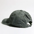 Washed dark green ponytail baseball cap with adjustable buckle and back opening - Adjustable / Army Green