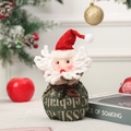 Grüner Kordelzug-Weihnachtsbeutel mit Schneemann-Plüschdekor und Celebrate-Schriftzug - Englischer Druck Weihnachtsmann