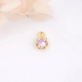 18k vergoldeter Kronenanhänger mit rosa Zirkon für DIY Ohrringe und Halsketten - Rosa