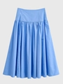 Sky blue high-waisted midi skirt with pleated design on a neutral background - XS / Sky Blue