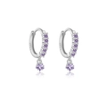 S925 Sterling Silber Stern Ohrringe mit lila Zirkonia Steinen besetzt - Silber Lila