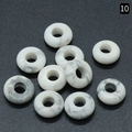 Set of 9 white and grey natural stone donut beads for DIY jewelry making and braiding - Howlite / 5x10mm