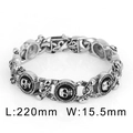 Pulsera de cadena con calaveras vintage para hombre, de 220mm largo y 15,5mm ancho - Estilo de Calavera en Relieve Vintage (KB26921-D)