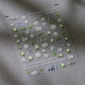 Adesivi per nail art 5D con fiori bianchi e nastri blu modello TS-3230 - TS-3230 Fiori Freschi (Fiori Bianchi/Foglie Verdi/Fiocco Blu)