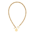 Dubbellaagse gouden roestvrijstalen ketting met munt- en sterhangers op een witte basis - 4# Dubbellaagse Ster-Muntketting