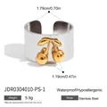 Anello largo regolabile in acciaio inossidabile con ciondoli a ciliegia dorati - Fascia d'argento con ciliegia d'oro