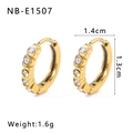 18K gold-plated flower earrings with white rhinestones and dimensions shown - Pavé Rhinestone Huggie (NB-E1507)
