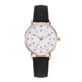Montre à quartz élégante pour femme avec boîtier doré, cadran blanc et bracelet noir - Noir