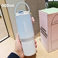 Blue and white gradient 900ml insulated coffee mug with handle and pink charm - 30oz / Blue