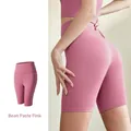 Short de yoga taille haute en rose poudré avec design galbant fessier - S / Short Cycliste Rose Poudré
