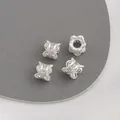Silver openwork spacer beads with cubic zirconia in delicate lace floral designs - 6# Hollow Engraving / 7.5x8mm / Silver