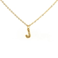 Elegant gold stainless steel J letter necklace with minimalist diamond-encrusted pendant - Gold Letter J