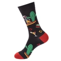 Schwarze Socken zum Tag der Toten mit Totenkopf- und Kaktusmotiven im Streetwear-Stil - 1370-Schwarzer Kaktus-Schädel