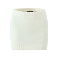 Chic white high-waisted knitted mini skirt with ribbed texture and elastic waistband - S / Skirts / Off White