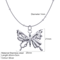 Halskette aus silbernem Edelstahl mit Schmetterlingsanhänger und Schlangenkette - Stahl-Schmetterlings-Halskette (S2)