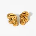 Minimalist gold butterfly wing stud earrings with a polished triple teardrop geometry - Gold Style (D2916)