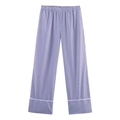 Pantaloni a righe viola e bianche da donna con vita elastica e profili bianchi - XS / Pantaloni a righe bianche e viola