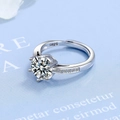 Eleganter S925 Silberring mit Sechs-Krallen-Fassung und brillantem runden Zirkonia - Einstellbar Offen / Weißgold vergoldetes Kupfer