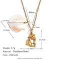 18K gold plated stainless steel necklace with iridescent shell and dolphin pendants - Double Dolphin Style (Style 6-Gold)