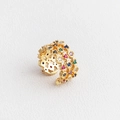 Gouden honingraat open ring met veelkleurige kristallen en een geometrisch zeshoekig design - Kleurrijke Honingraat Edelsteenstijl (Stijl 7)