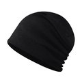 Gorro de punto negro clásico para hombre y mujer con textura acanalada de invierno - Ajustable / Negro