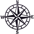 Vintage black metal nautical compass wall art decor with directional letters N E W S - 28cm / Compass
