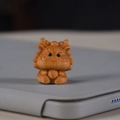 Handcrafted cartoon dragon wooden keychain pendant with natural wood grain and bead eyes - Around 3cm / Dragon Carving Only