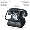 Modelo de teléfono vintage de resina negra, decoración retro con acabado mate suave - 22692