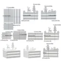 Dimensiones detalladas del molde de silicona para cesta de Navidad con renos y árboles - Molde de silicona para cesta de flores de empalme de muñeco de nieve de Navidad