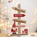 Wooden Christmas gnome sign stand featuring Welcome Merry Christmas and HoHoHo lettering - Road Sign Santa