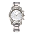 Luxus-Quarzuhr für Damen in Silber mit Strass-Lünette und poliertem Metallarmband - Nur Uhr / Silber