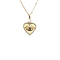Goldene Herzkette mit Evil Eye Anhänger und bunten Zirkoniasteinen auf weißem Grund - 40+5CM Perlenkette / Gold Hohles Zirkonia Herz Teufelsauge